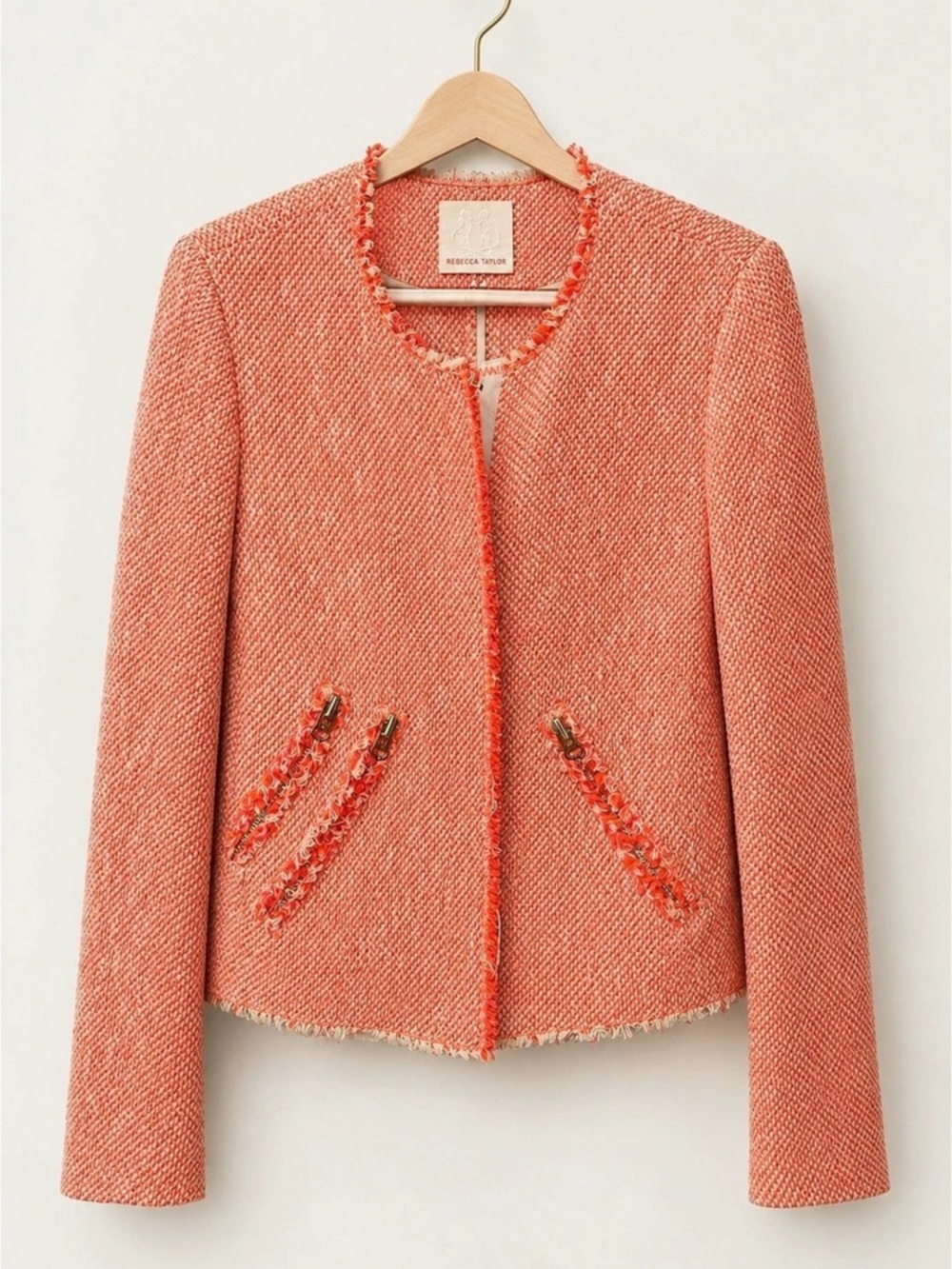 Rebecca Taylor Tweed Blazer in Orange & White Size 4